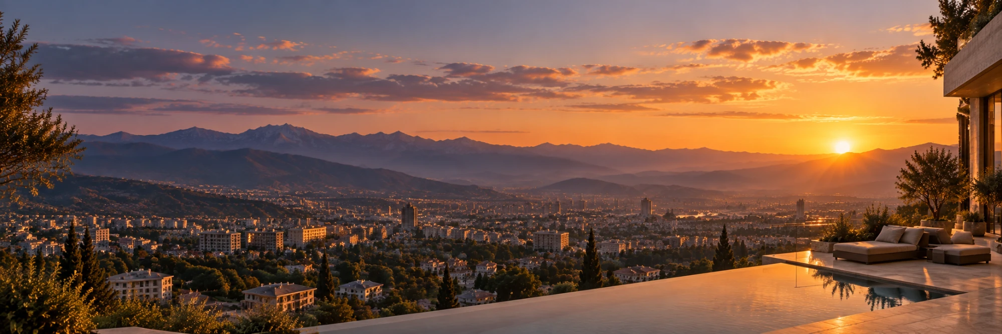 The Kabul valley and the Hindu Kush at sunset